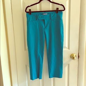 Lilly Pulitzer teal skinny crop Capri pants.